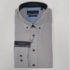 RB Boston Men's Button Down Shirt Regular Fit Large Colour 307 Multicolor NWT